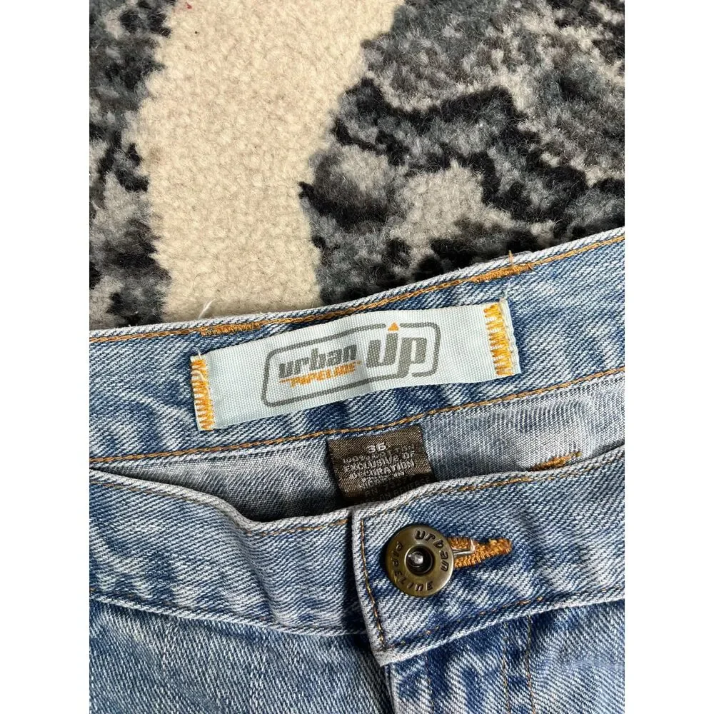 Vintage Urban Pipeline Men Jean Denim Light Blue Carpenter Shorts Size 36